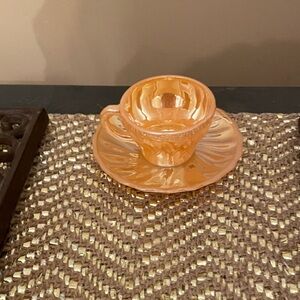 Fire King Radiant Orange Teacup and Saucer